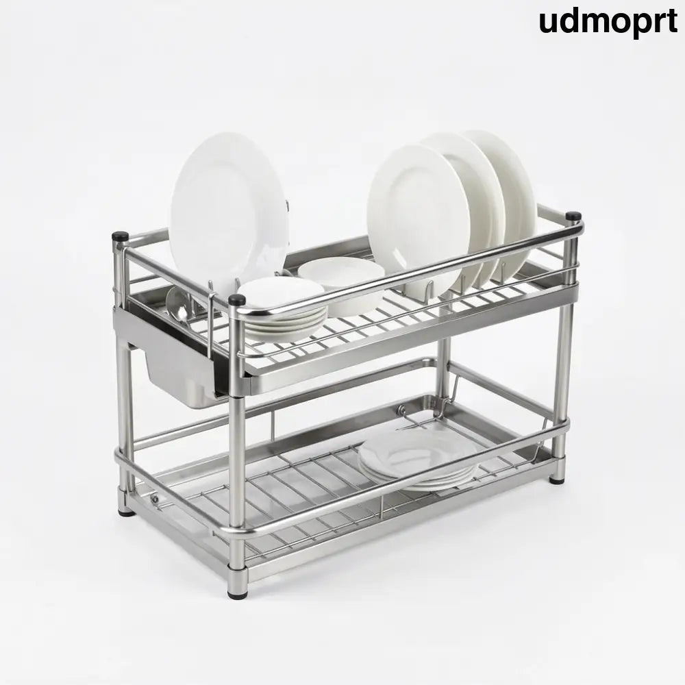 2-Tier Over-the-Sink Dish Drying Rack - Collapsible Expandable Kitchen Counter Drainer with Utensil Holder - Kitchen