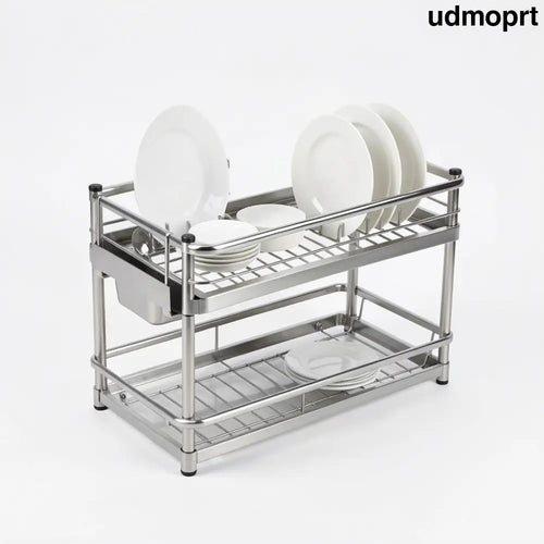 2-Tier Over-the-Sink Dish Drying Rack - Collapsible Expandable Kitchen Counter Drainer with Utensil Holder - Kitchen