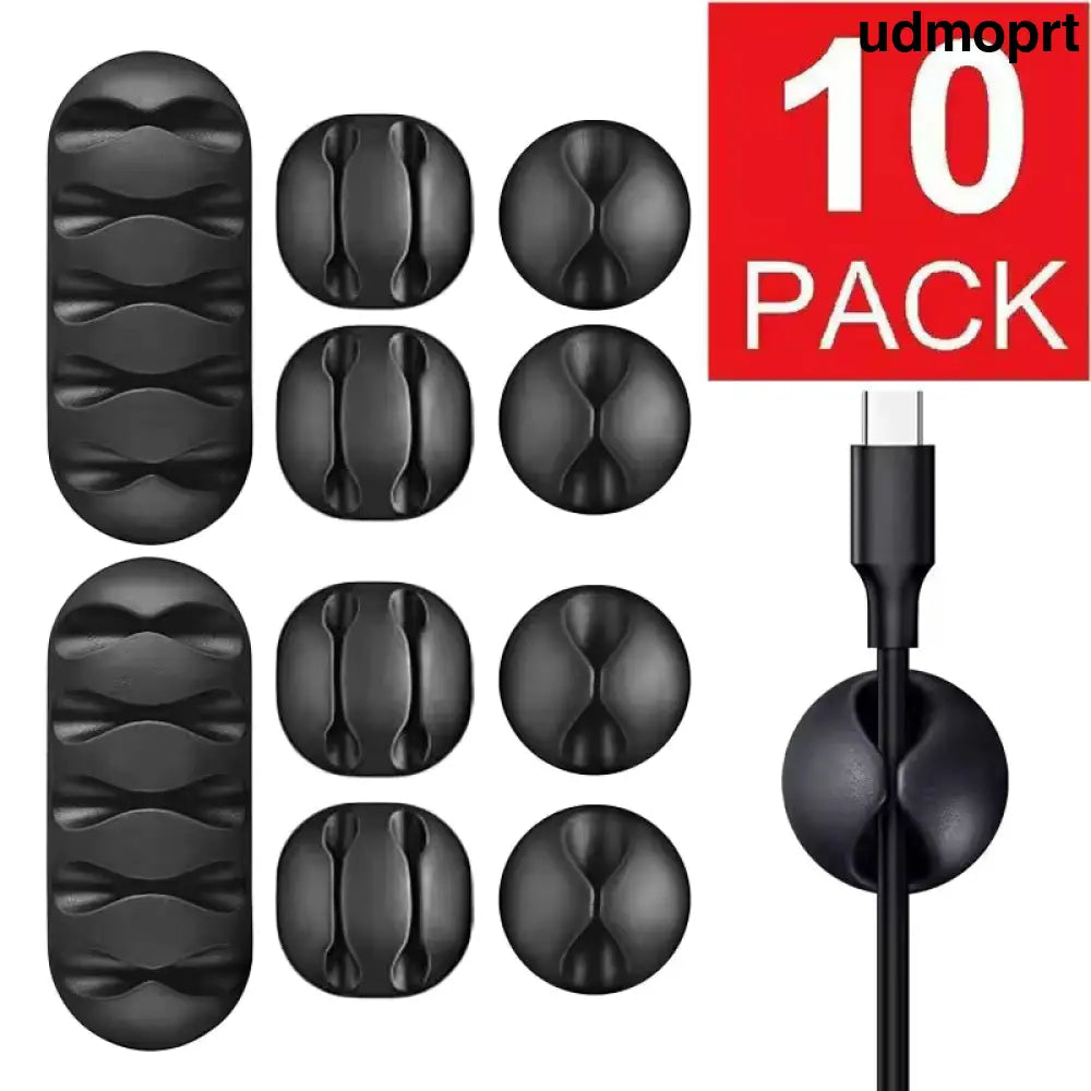 Adhesive Cable Management Clips – 10-Pack Cord Organizers - Office Organization