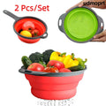 Collapsible Silicone Colander 2-Pack - Space Saving Kitchen Strainer - Kitchen Gadgets