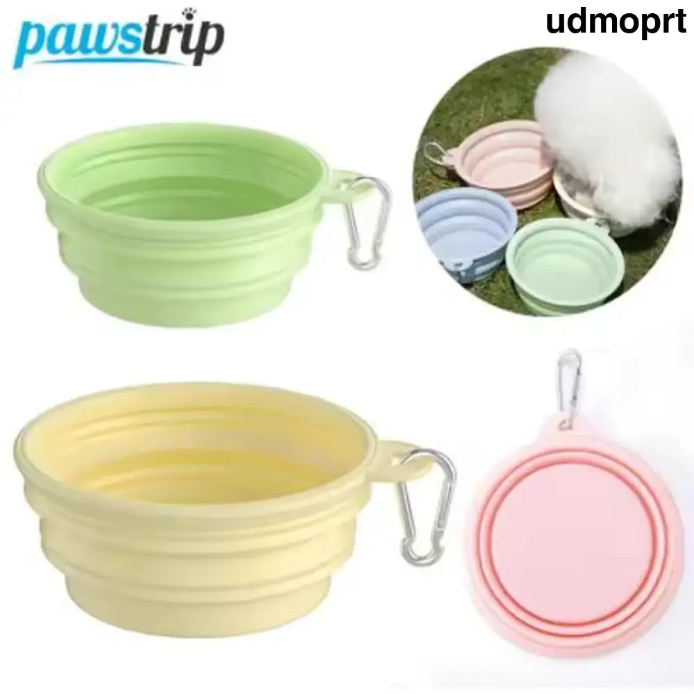 Collapsible Silicone Pet Travel Bowl - Portable Dog & Cat Water Food Bowl with Carabiner - Pet Supplies