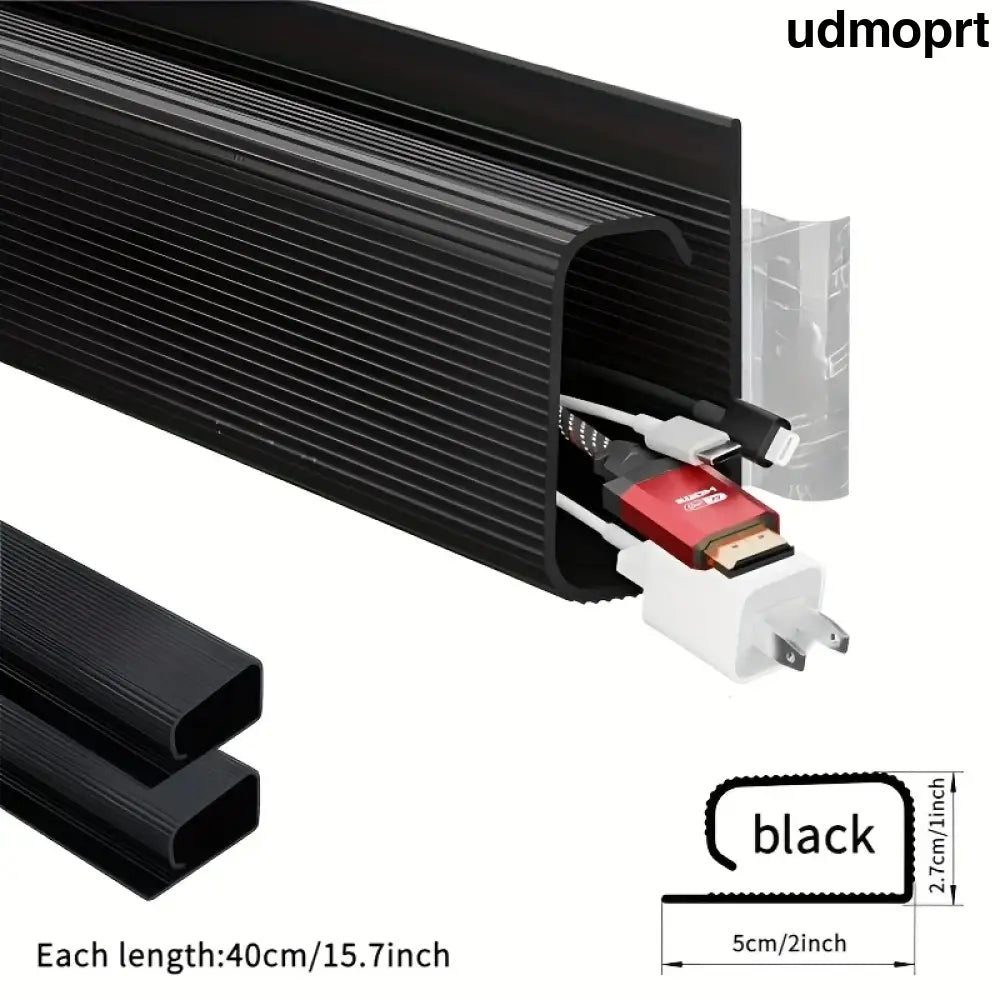 Self-Adhesive Under Desk Cable Management Tray - 2 Pack No-Drill Cord Organizer - Office & Desk